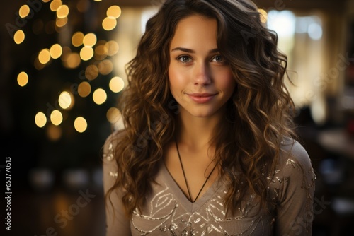 portrait of a girl on a festive background