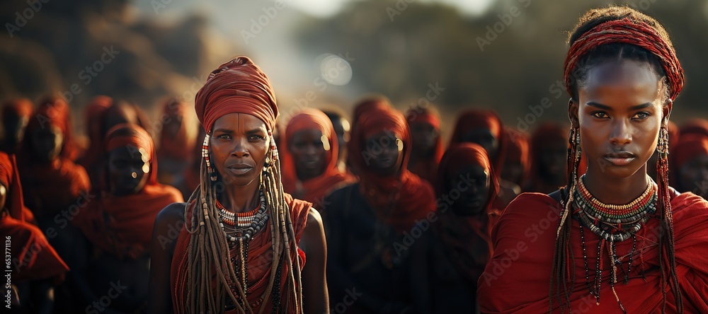 Samburu Tribe - Close relatives of the Maasai people.Generated with AI - obrazy, fototapety, plakaty 