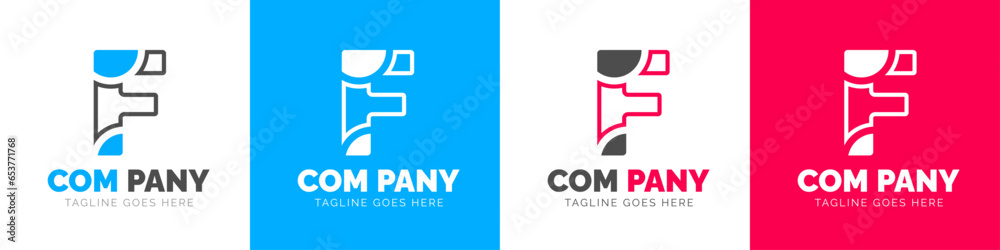 corporate modern business creative Minimal company Letter F logo icon vector design template set.
