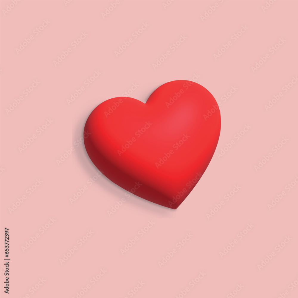 3D heart, pink background, 3D element