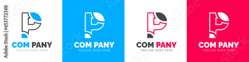 corporate modern business creative Minimal company Letter P logo icon vector design template set. 