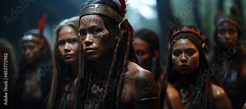 Mentawai Tribe - Indigenous to the Mentawai Islands of Indonesia.Generated with AI photo