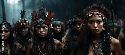 Mentawai Tribe - Indigenous to the Mentawai Islands of Indonesia.Generated with AI photo