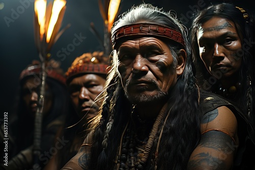 Mentawai Tribe - Indigenous to the Mentawai Islands of Indonesia.Generated with AI photo