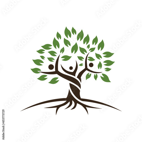 Green Human Tree Silhouette Icon Symbol Design