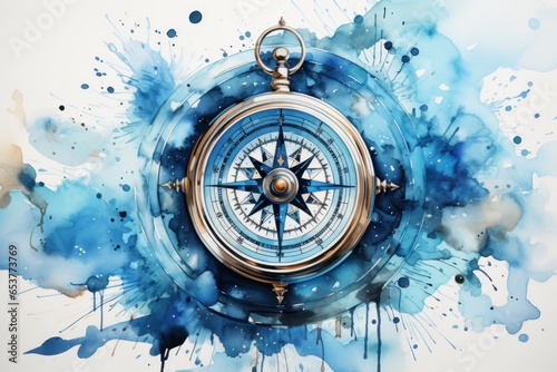 compass rose and compass water color