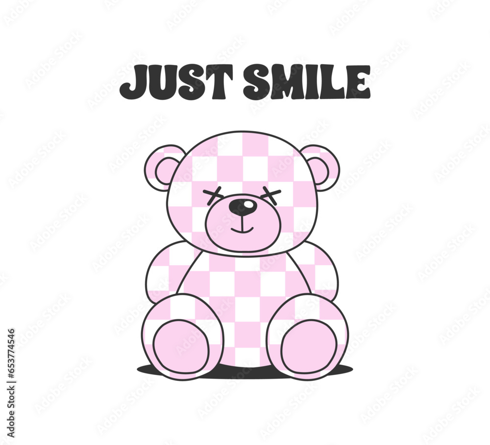 Decorative slogan and cute pink bear illustration, vector for t shirt graphics, card, poster, wall art, sticker, cover designs