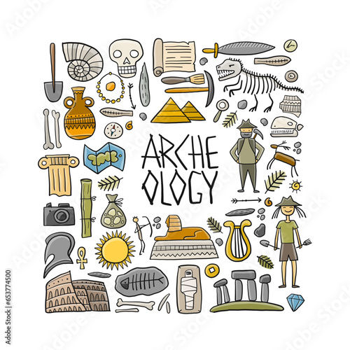 Archeology ancient history. Art frame for your design