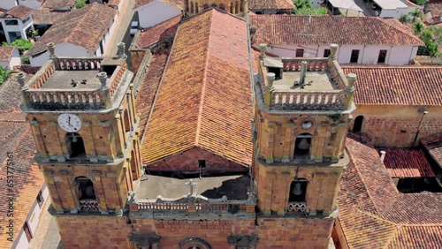 Vista de la Catedral de la Inmaculada Concepción y el pueblo de Barichara, pueblo mas bonito de Colombia ubicado en Santander photo