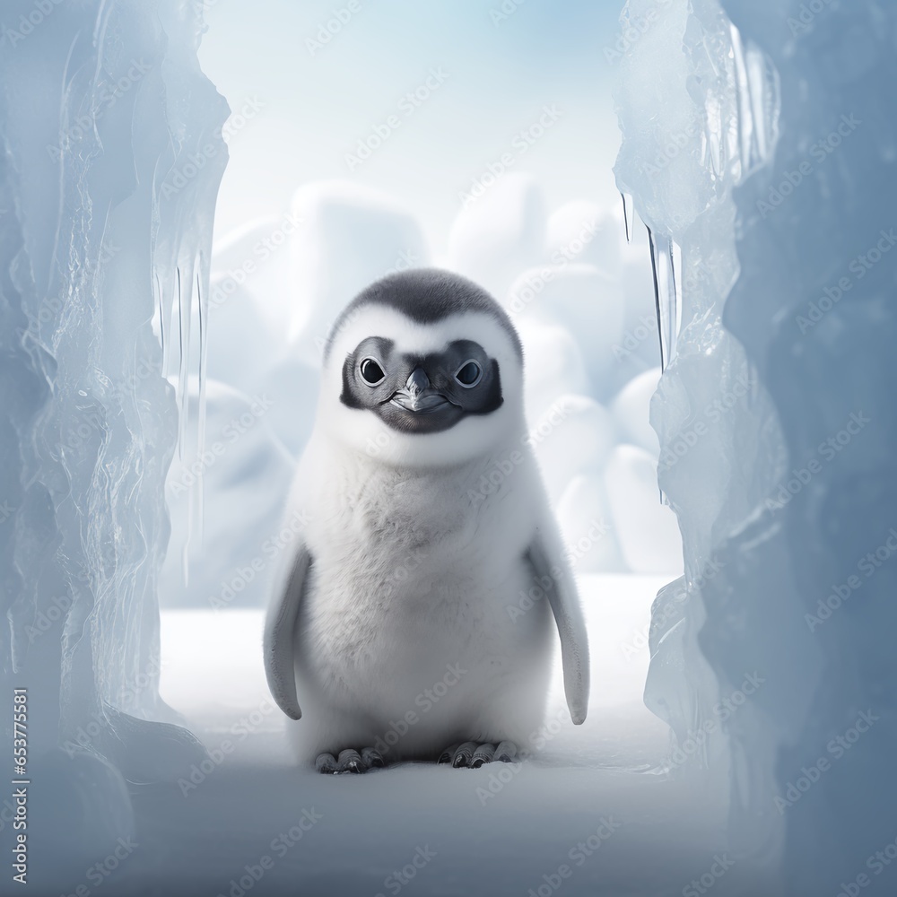 A tiny inquisitive, cute, and humerus penguin stares at the camera