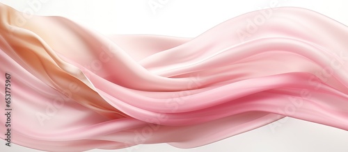 Rendered digital drawing of pink silk fabric and gold cloth material fluttering in the wind