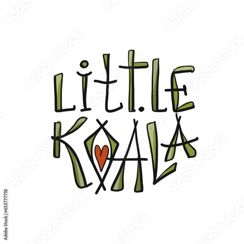 Little Koala - text made from green bamboo plant. Sketch for your design