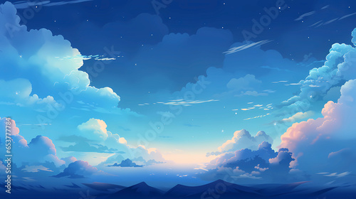 Hand drawn cartoon aesthetic beautiful sky illustration 