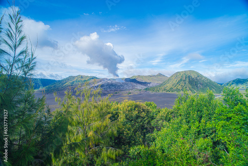 Mount Bromo the active volcano and one of the most visited tourist attractions in East Java, Indonesia. 