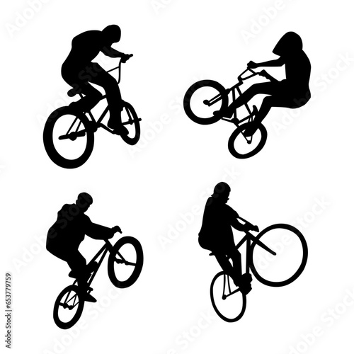 Silhouette of a cyclist male. vector illustration. Cycling silhouettes, set of vector cyclist. Cyclist silhouettes set.