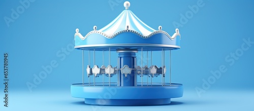 Fotografering Minimalist illustration of a blue carousel icon on a blue background at an amuse