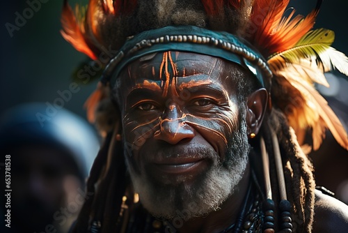 Ni-Vanuatu people on the island of Rah Lava in the Torba Province of Vanuatu,Generated with AI photo