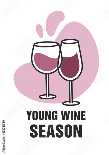 Young wine season, degustation and tasting vector