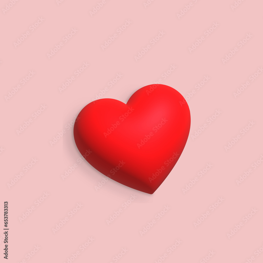 Heart 3D3D heart, pink background, 3D element