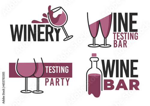 Winery and wine tasting degustation bar, vector