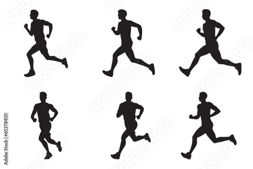 Silhouette of a running man or jogger or sprinter vector collection