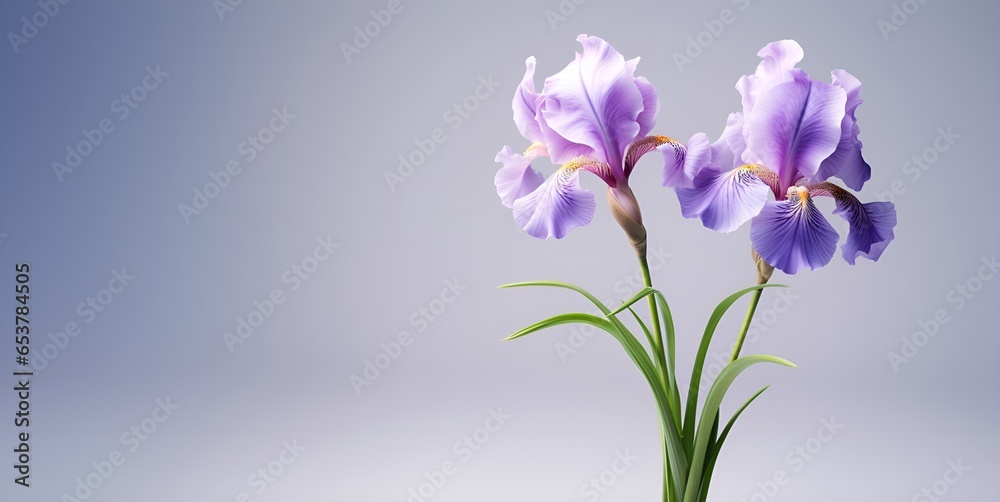 beautiful iris flower blank space background, ai generative