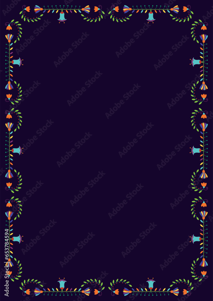 custom made wallpaper toronto digitalFolk embroidery frame. Design template for fiesta invitation, wedding and birthday invitation card, greeting card, restaurant menu. Mexican Otomi Tenango embroidery style. Size A4 border. Vector