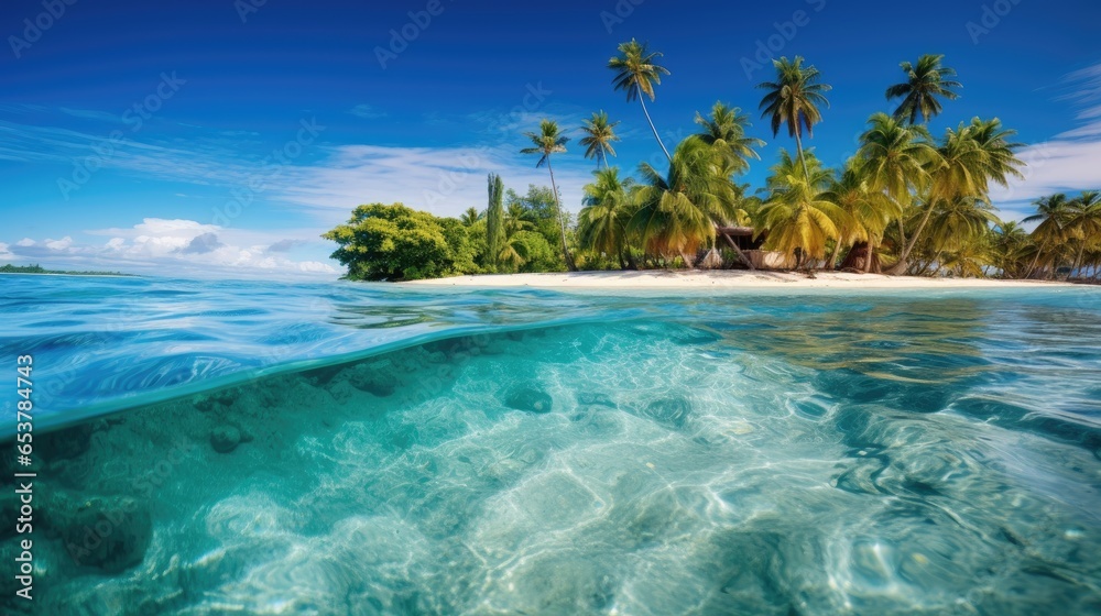 Fototapeta premium Tropical Paradise Island with Crystal Clear Waters