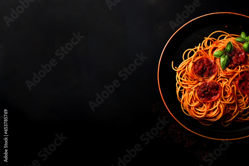 spaghetti on color background