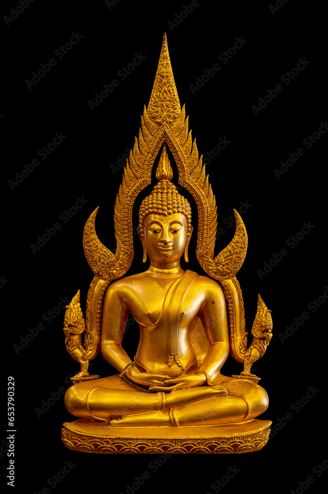 Fototapeta premium Beautiful buddha statue in Thailand temple.These Buddha statues attract many Buddhism to come and pray. Wat Krathum suea pla temple is famous landmark tourist attraction in Thailand.