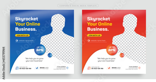 Digital marketing corporate promotion social media post flyer design and Instagram post template. Business web banner template