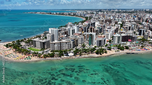 Town of Maceio Alagoas Brazil. Landmark beach at Northeast Brazil. Tropical Travel. Vacations destinations. Tourism landmark. photo