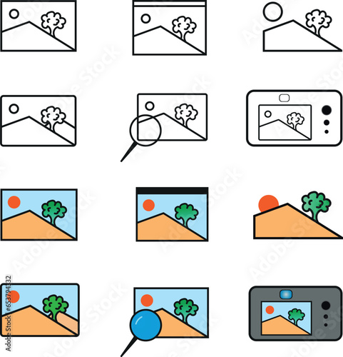 vector photo icon colour and black