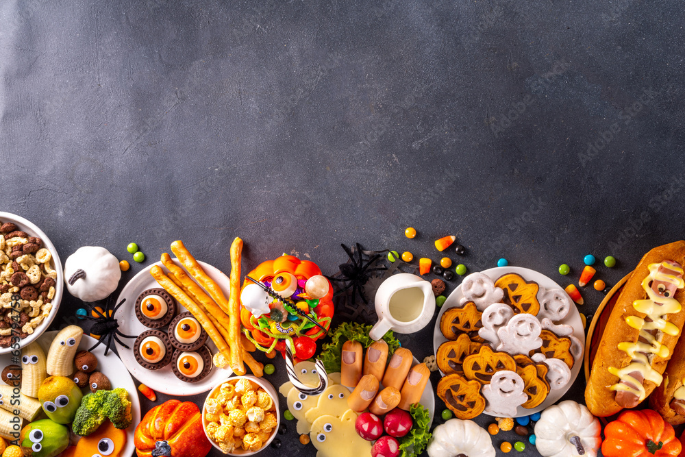 halloween-monster-food-and-snack-assortment-set-of-funny-creative-food