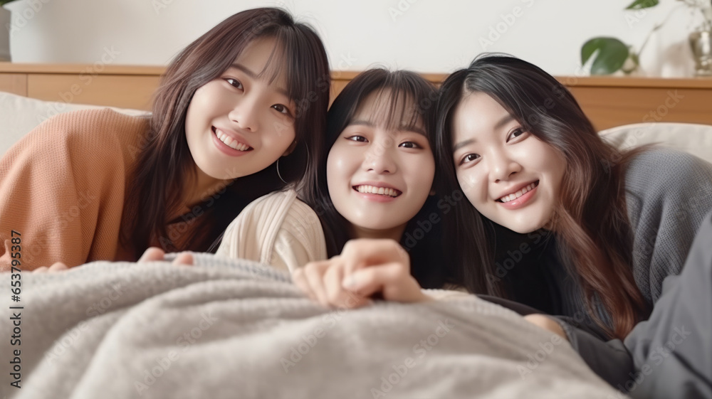 Above view close up group of Asia ladies with happiness enjoy moment. Above view close up group of Asia ladies with happiness enjoy moment.