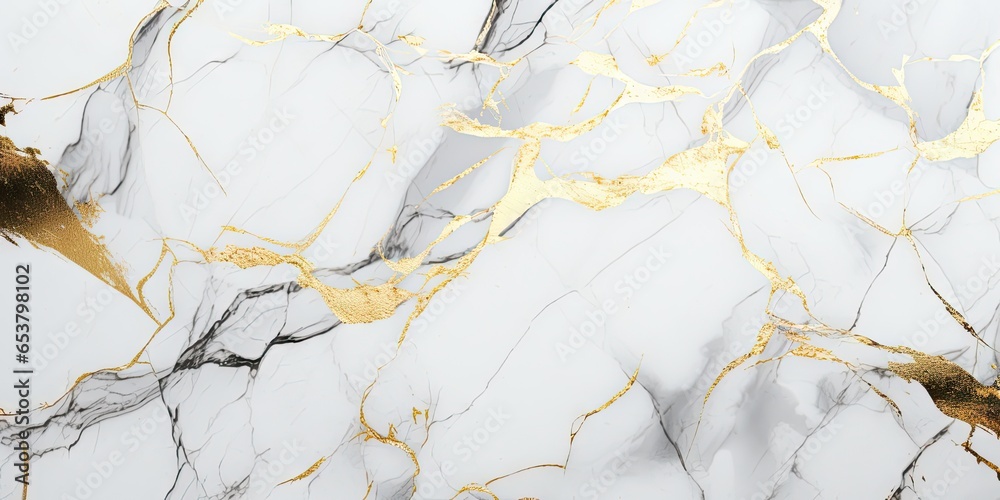 Fototapeta premium Luxurious textured background. Golden veins of nature. Marble patterns in interior design. Timeless beauty of white