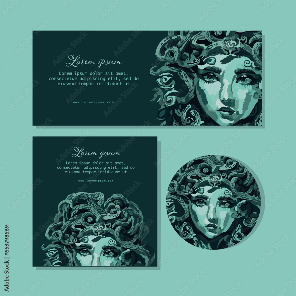 Naklejka premium Medusa gorgon banner abstract