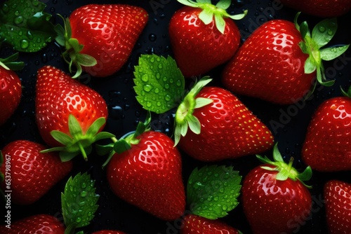 Fresh ripe red strawberries  exocit healthy bio fruit food concept. Generative Ai