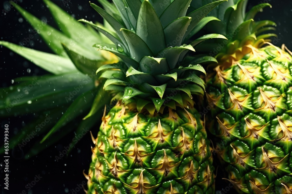 Fresh ripe pineapple, exotic healthy bio fruit food gardening concept. Generative Ai Fresh ripe pineapple, exotic healthy bio fruit food gardening concept. Generative Ai