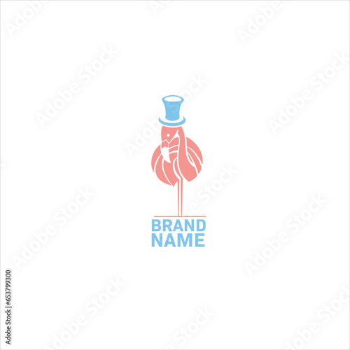 pink flamingo in a hat logo