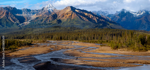 AI generated wilderness scene based on Denali National Park in Alaska, USA. photo