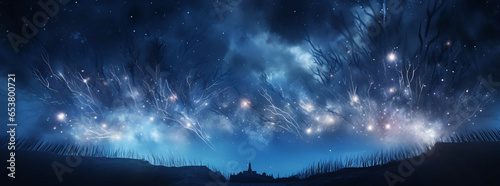 fireworks bursting in the night sky, sparkling, festival display