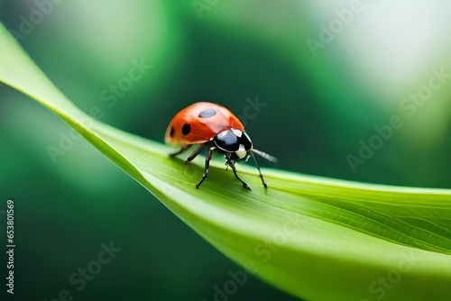 lady bug on the green leaves 