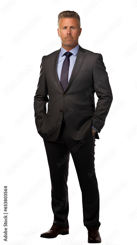 Business Man Wearing A Suit. Isolated on Transparent background.