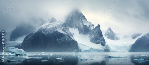 Panoramic view of glacier face in Prince Christian Sound South Greenland photo