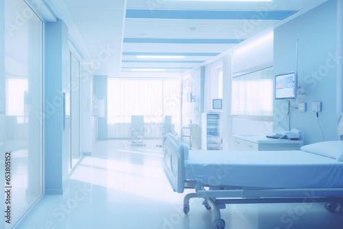 Nice modern interior of new luxury hospital, bright colors.  Generative Ai. © annamaria