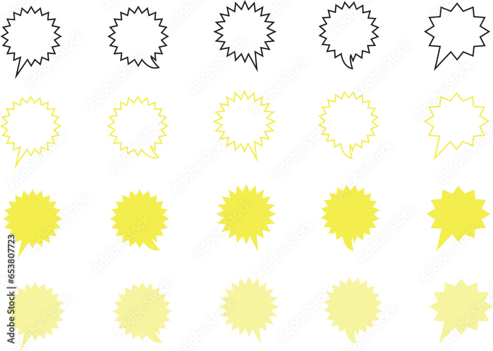 Speech bubbles thin line icons set. Speech, bubble, talk, chat, message, balloon and communication. Vector design. Speech bubbles thin line icons set. Speech, bubble, talk, chat, message, balloon and communication. Vector design.
