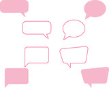 Speech bubbles thin line icons set. Speech, bubble, talk, chat, message, balloon and communication. Vector design.