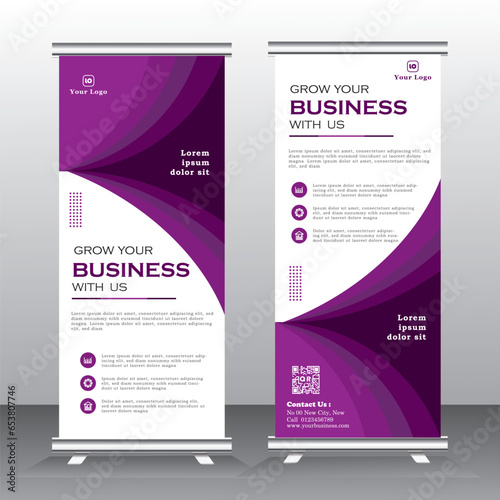 roll up business banner design, vertical template, cover presentation background, modern publication x-banner and flag-banner, Roll up banner stand, pull up banner, 