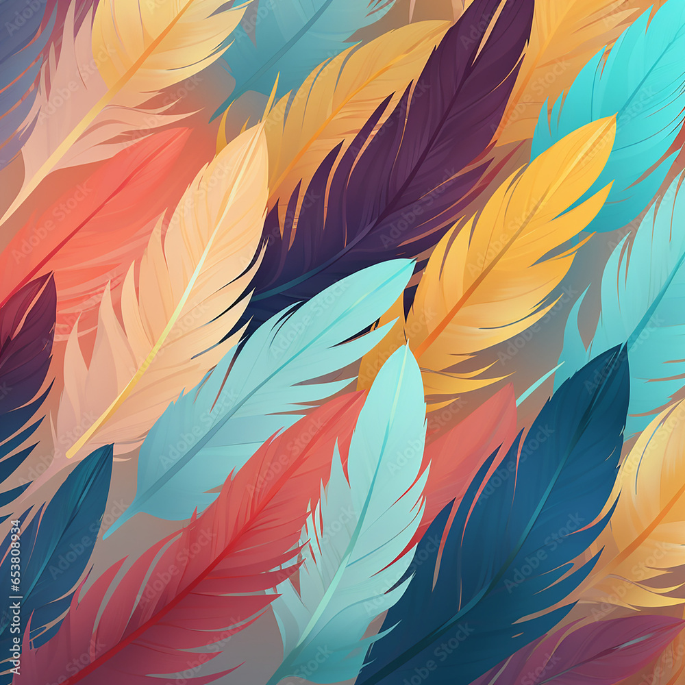 Art of many feathers background image minimal illustration created with Generative Ai
